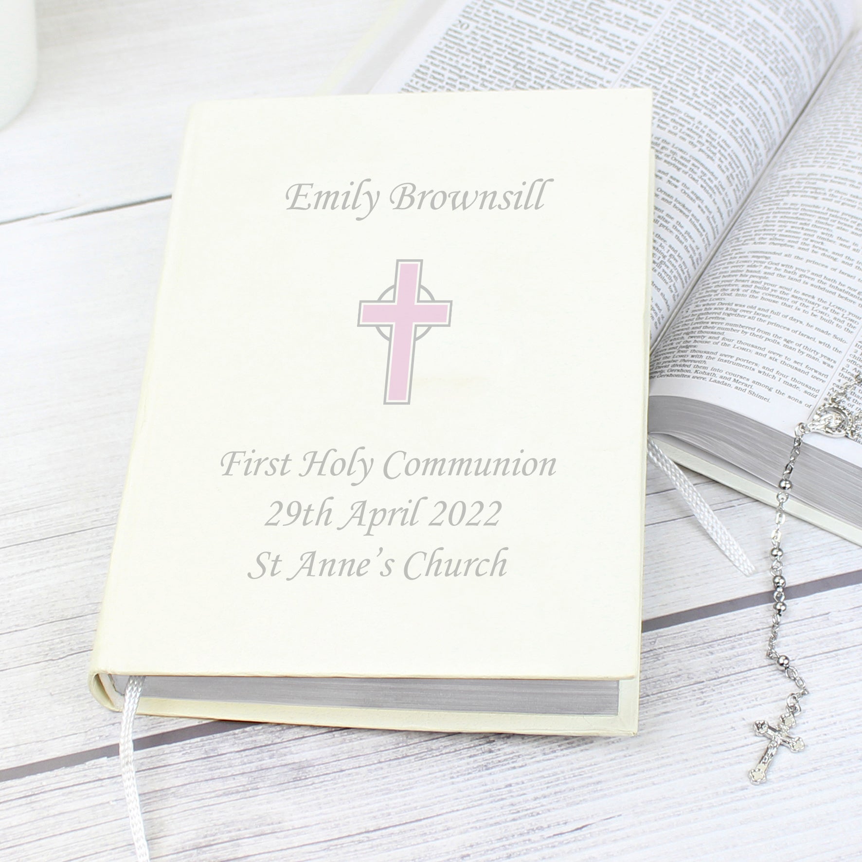 Personalised Pink Cross Holy Bible - Eco-friendly - Shop Books At Gift Moments - 3