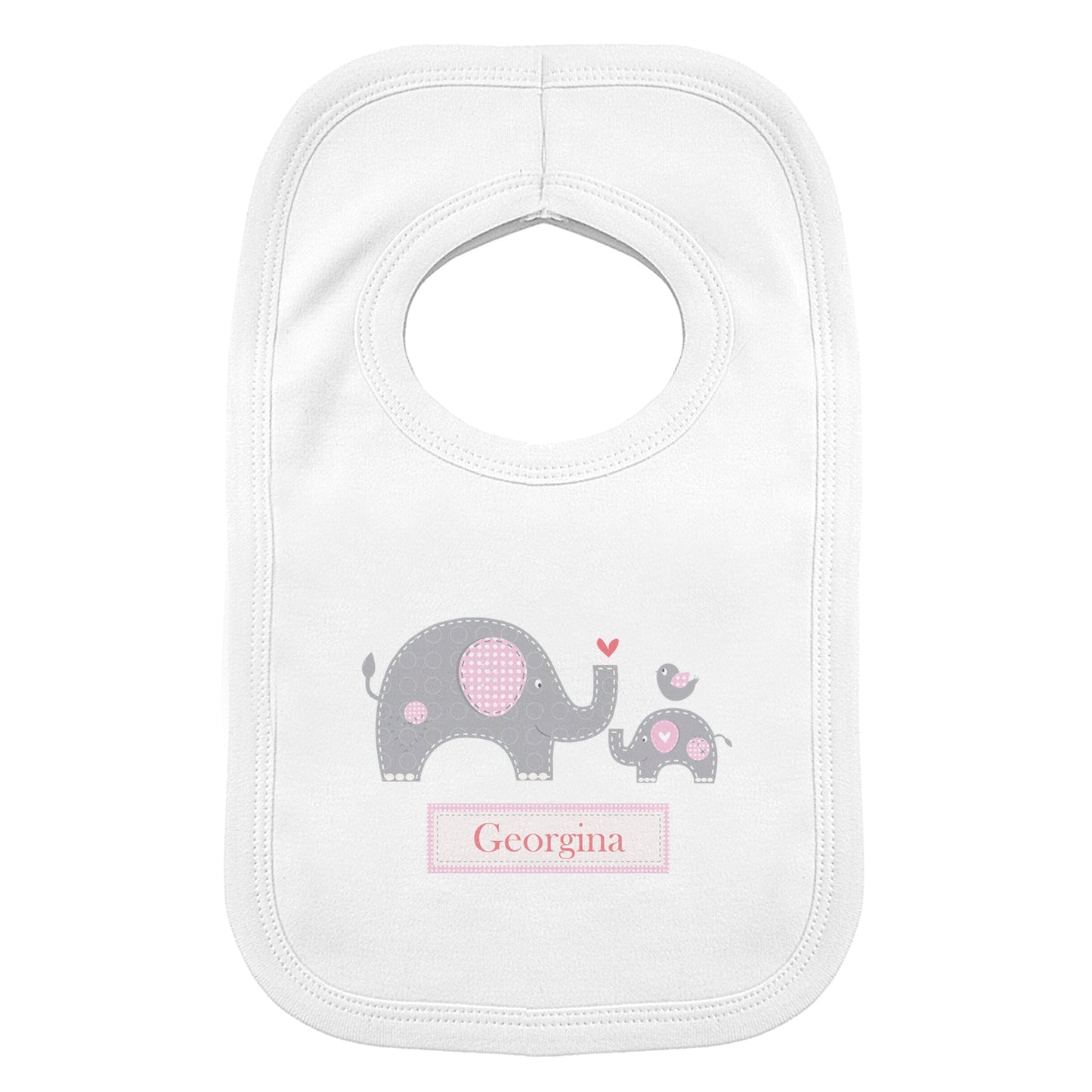 Personalised Pink Elephant 0-3 Months Baby Bib: 2 - Baby Clothing By Gift Moments