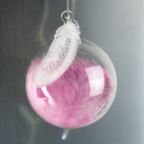 Personalised Pink Feather Glass Bauble: 1 - Christmas Baubles By Gift Moments