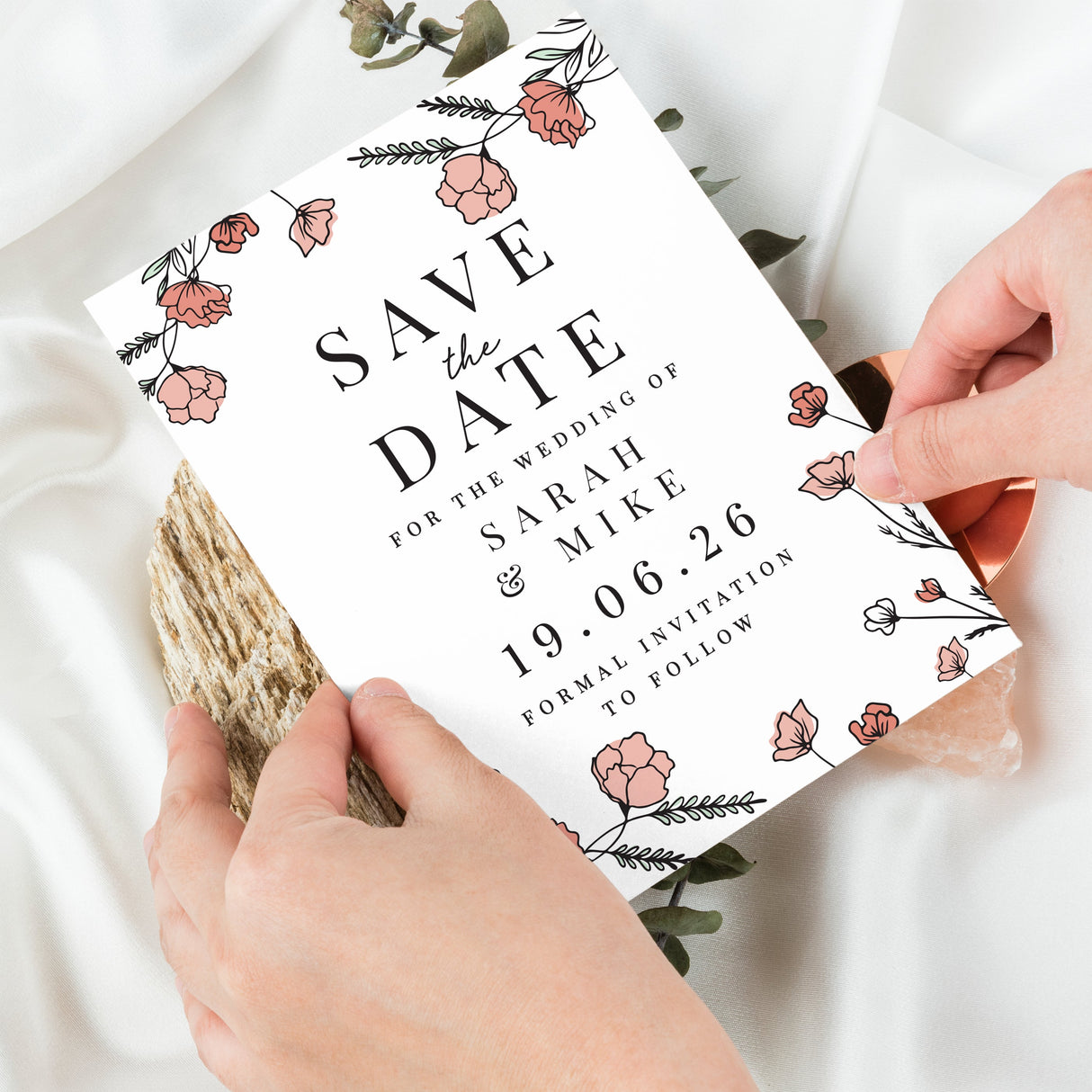 Personalised Pink Floral Set of 36 Wedding Save the Dates: 4 - Keepsakes By Gift Moments