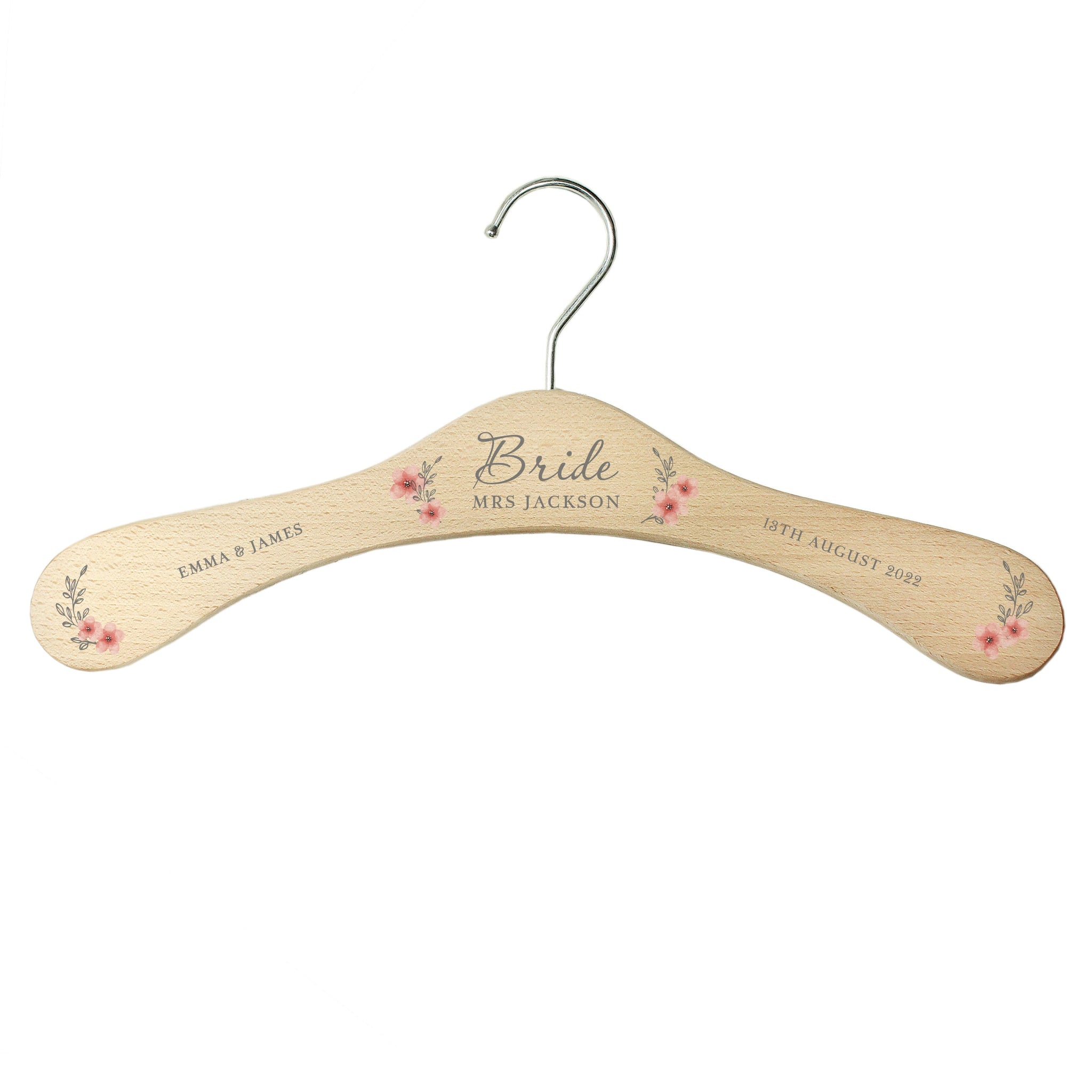 Personalised Pink Floral Wooden Hanger: 6 - Keepsakes By Gift Moments