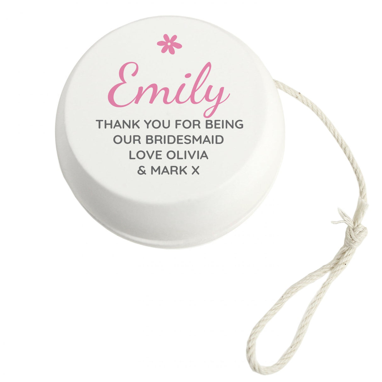 Personalised Pink Flower White Wooden Yoyo: 4 - Toys By Gift Moments