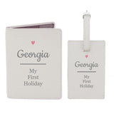 Personalised Pink Heart Cream Passport Holder & Luggage Tag Set: 4 - Passport Holders By Gift Moments