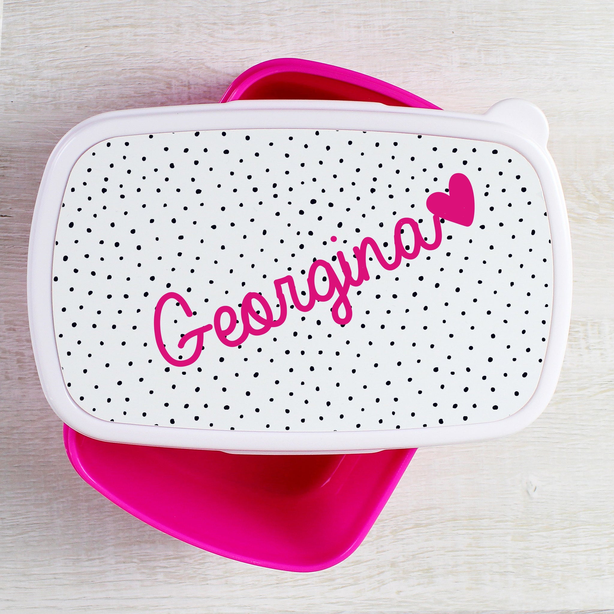 Personalised Pink Heart Name Only Pink Lunch Box: 3 - Lunch Boxes & Bags By Gift Moments