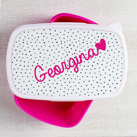Personalised Pink Heart Name Only Pink Lunch Box: 3 - Lunch Boxes & Bags By Gift Moments