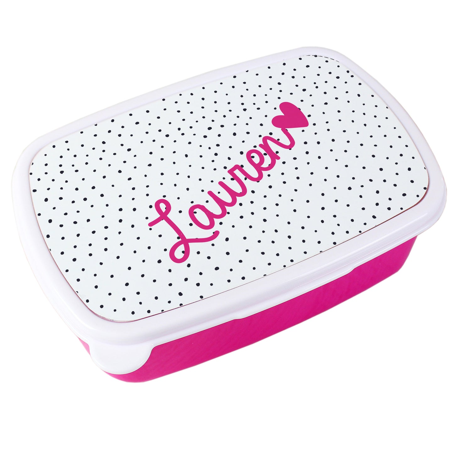 Personalised Pink Heart Name Only Pink Lunch Box: 5 - Lunch Boxes & Bags By Gift Moments