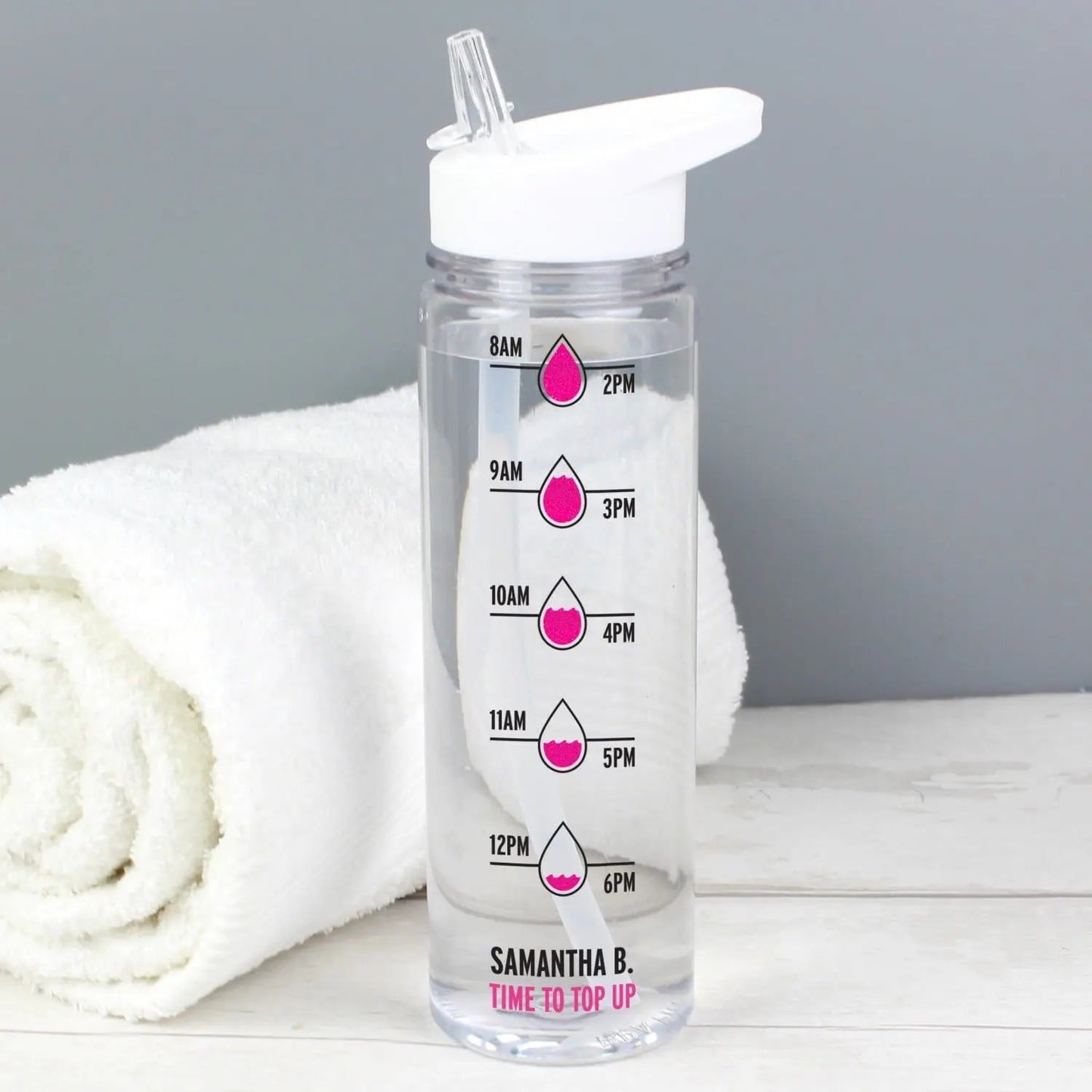 Personalised Pink ’Hydration Tracker’ Water Bottle: 1 - Water Bottles By Gift Moments