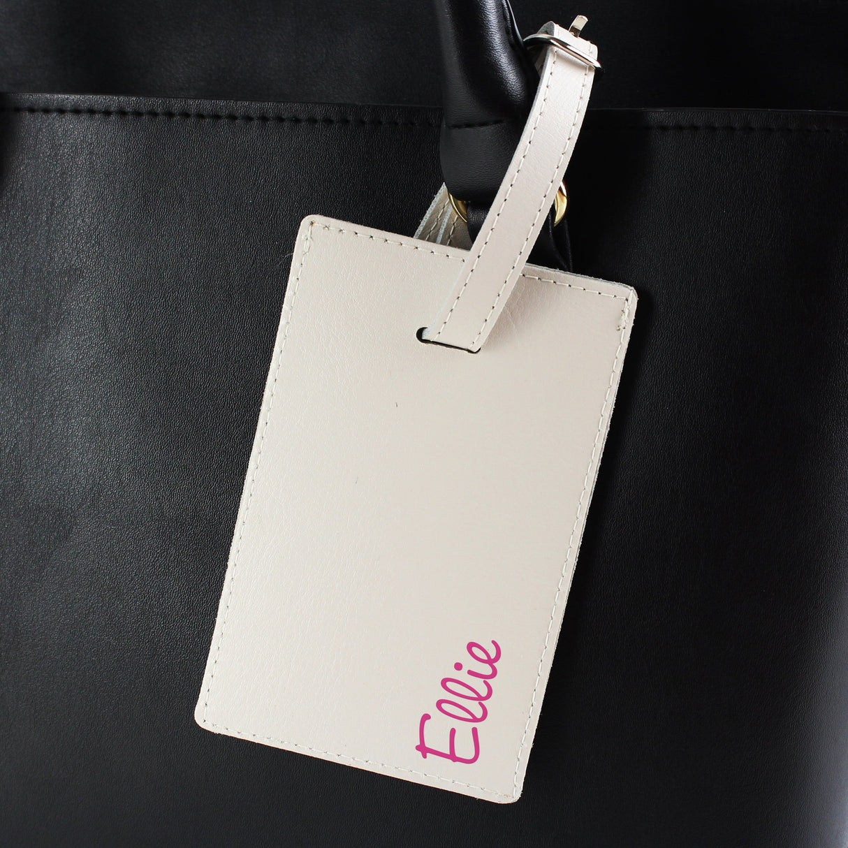 Personalised Pink Name Cream Luggage Tag: 1 - Luggage Tags By Gift Moments