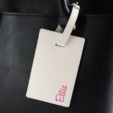 Personalised Pink Name Cream Luggage Tag: 1 - Luggage Tags By Gift Moments