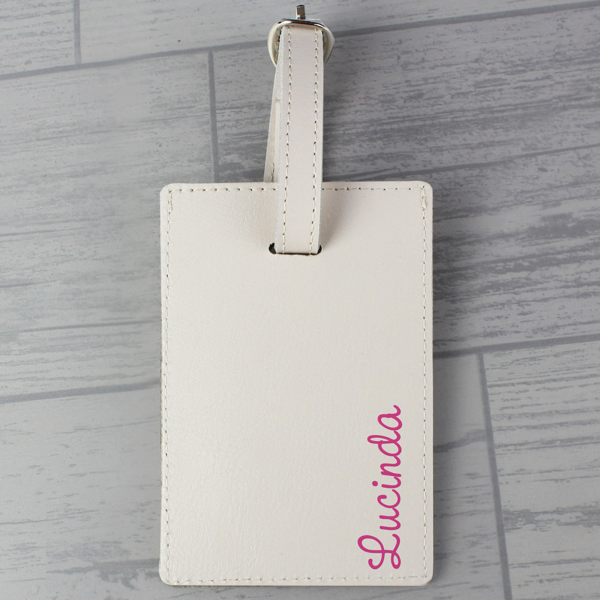 Personalised Pink Name Cream Luggage Tag: 4 - Luggage Tags By Gift Moments