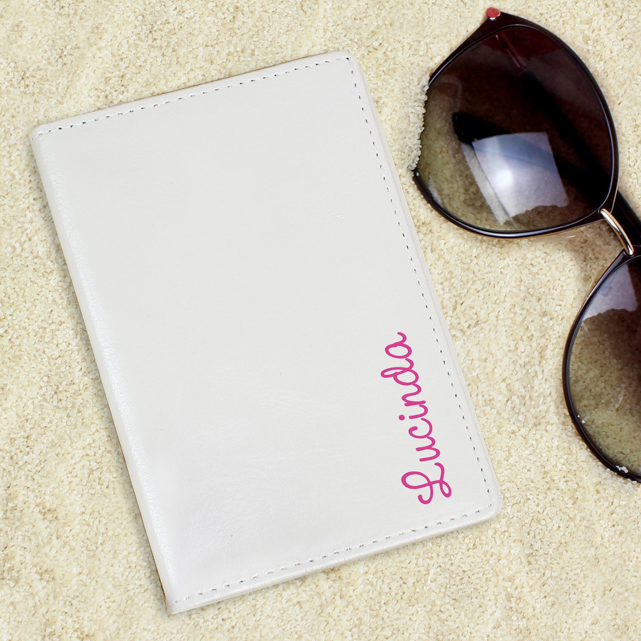 Personalised Pink Name Cream Passport Holder: 3 - Passport Holders By Gift Moments