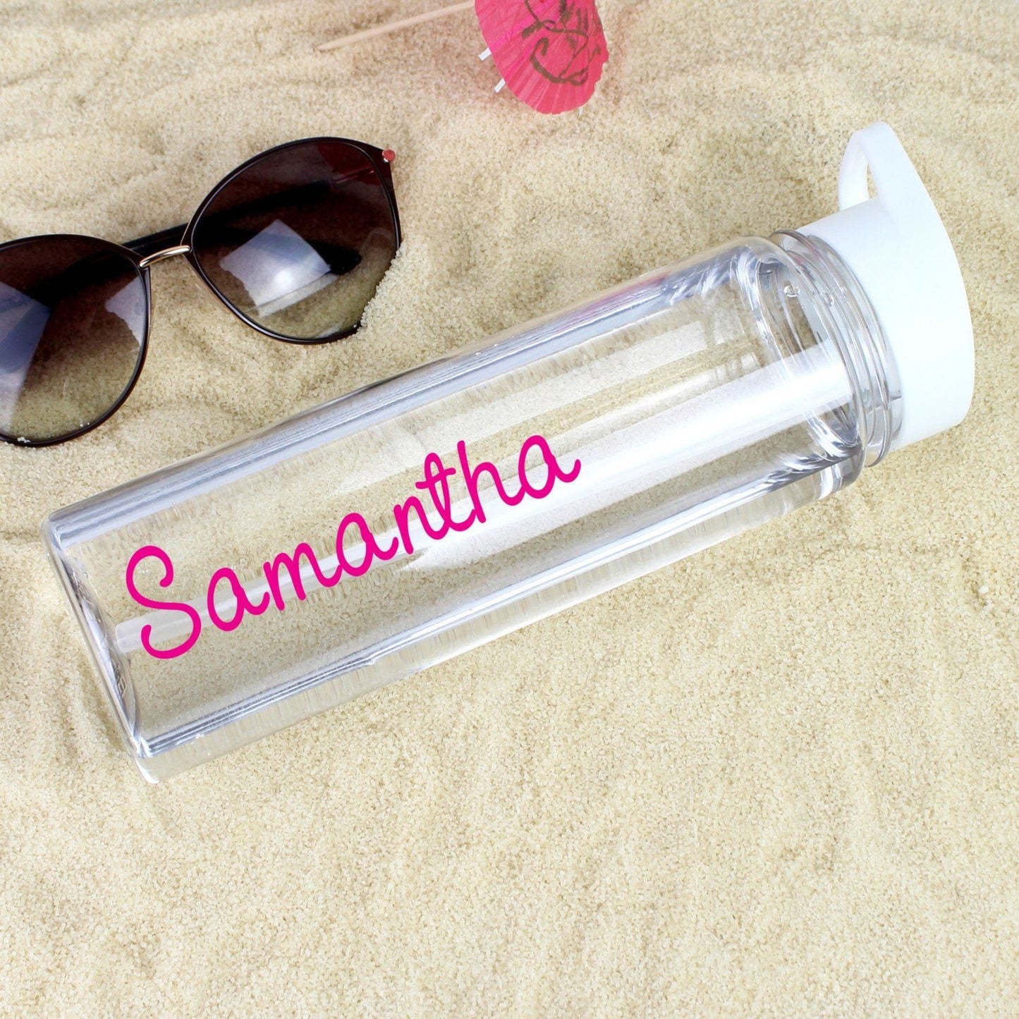 Personalised Pink Name Water Bottle: 2 - Water Bottles By Gift Moments
