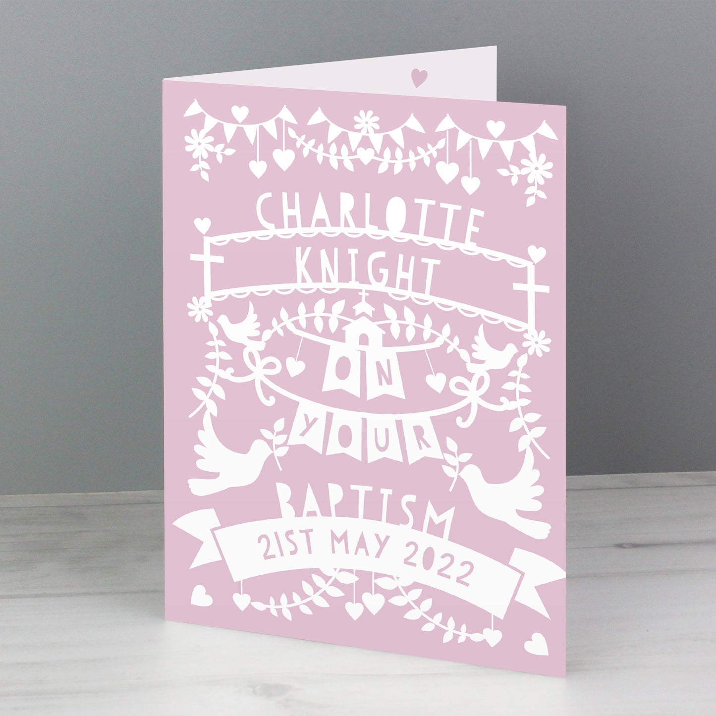 Personalised Pink Papercut Style Card: 2 - Greeting Cards By Gift Moments