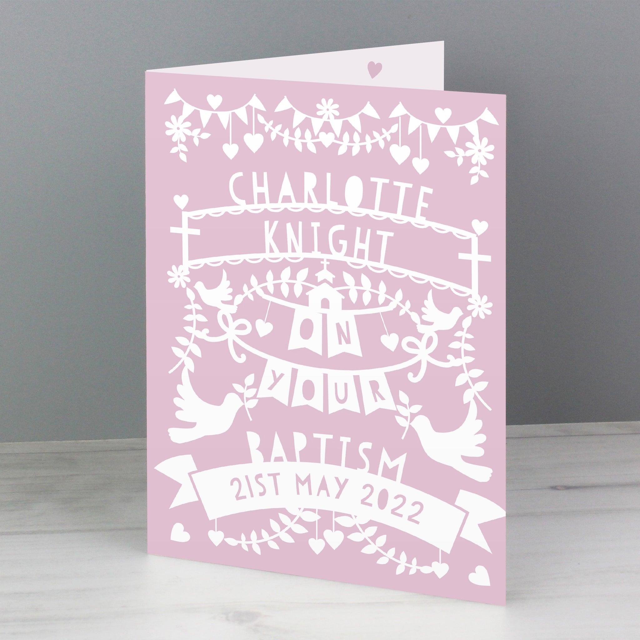 Personalised Pink Papercut Style Card: 2 - Greeting Cards By Gift Moments