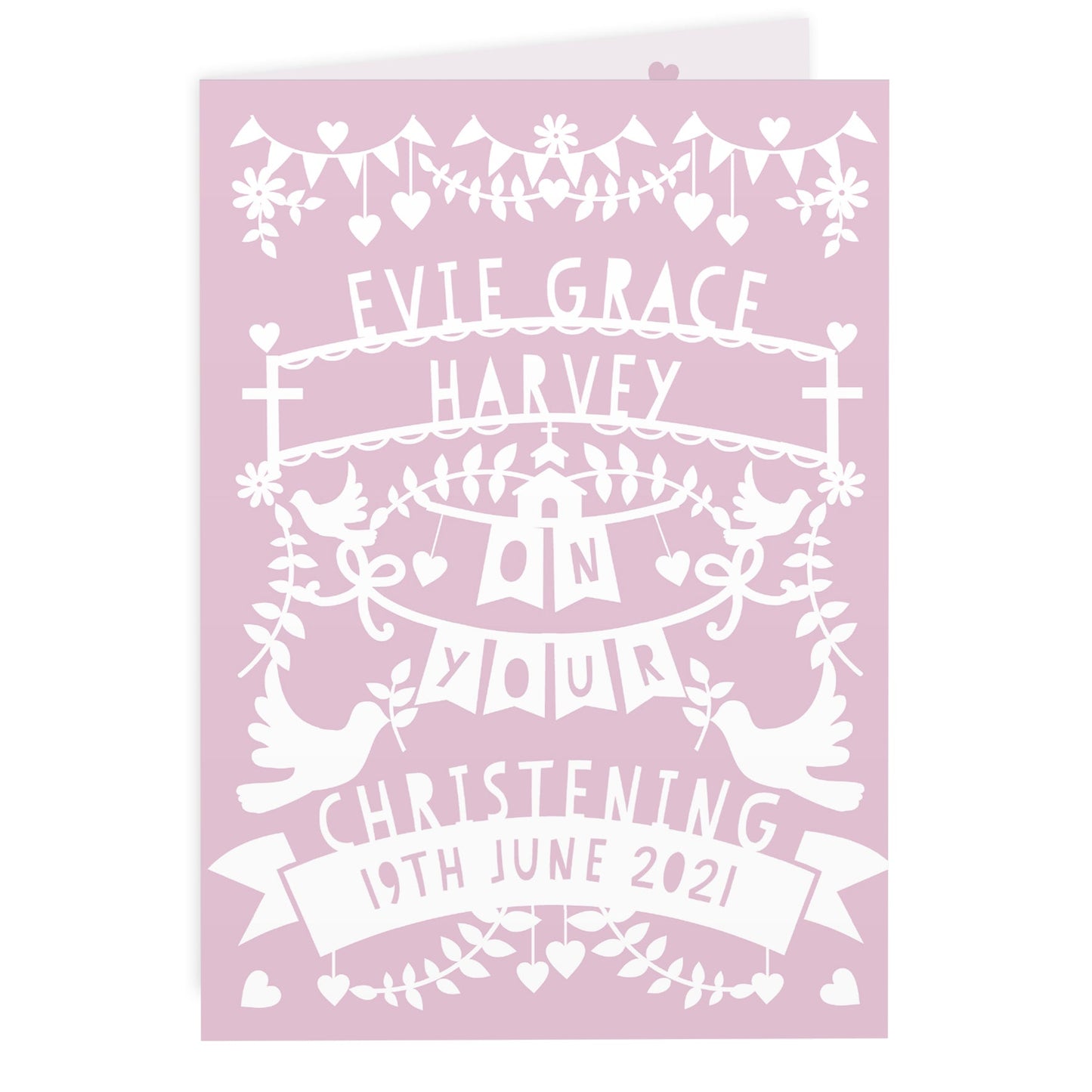 Personalised Pink Papercut Style Card: 3 - Greeting Cards By Gift Moments