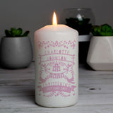 Personalised Pink Papercut Style Pillar Candle: 7 - Candles By Gift Moments