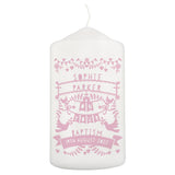 Personalised Pink Papercut Style Pillar Candle: 3 - Candles By Gift Moments