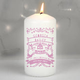 Personalised Pink Papercut Style Pillar Candle: 1 - Candles By Gift Moments