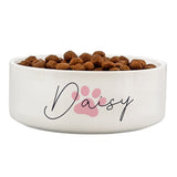 Personalised Pink Paw Print Name 14cm Medium Pet Bowl: 4 - Pet Products By Gift Moments