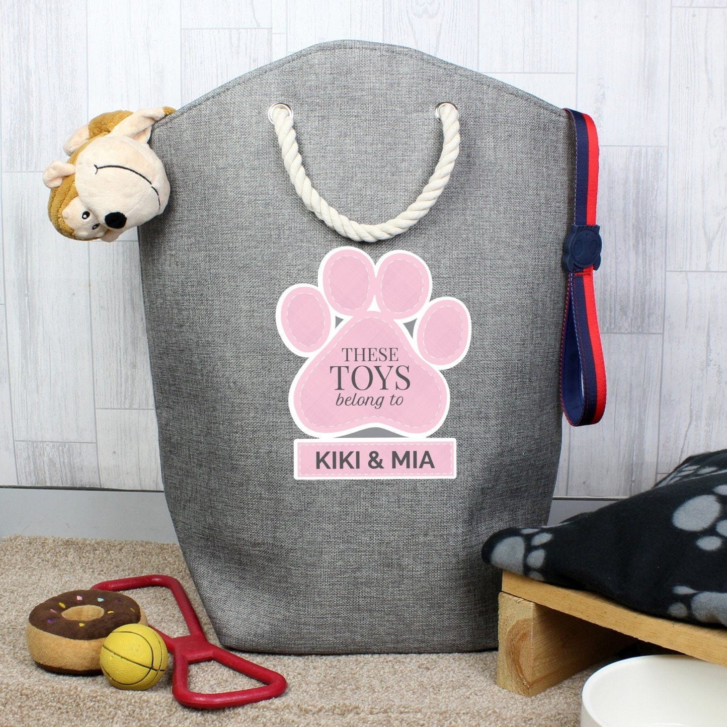 Personalised Pink Paw Print Storage Bag: 1 - Storage By Gift Moments