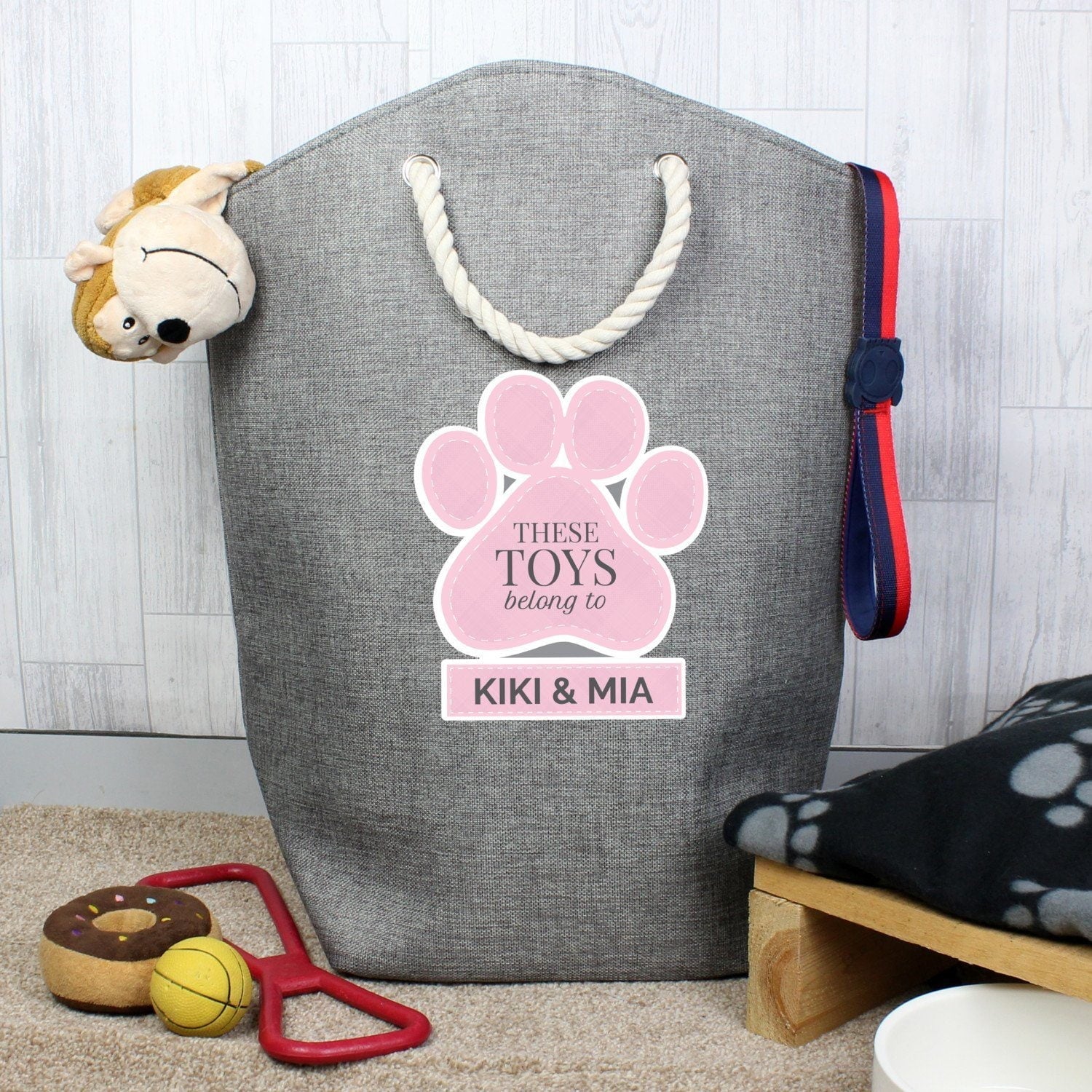 Personalised Pink Paw Print Storage Bag: 1 - Storage By Gift Moments