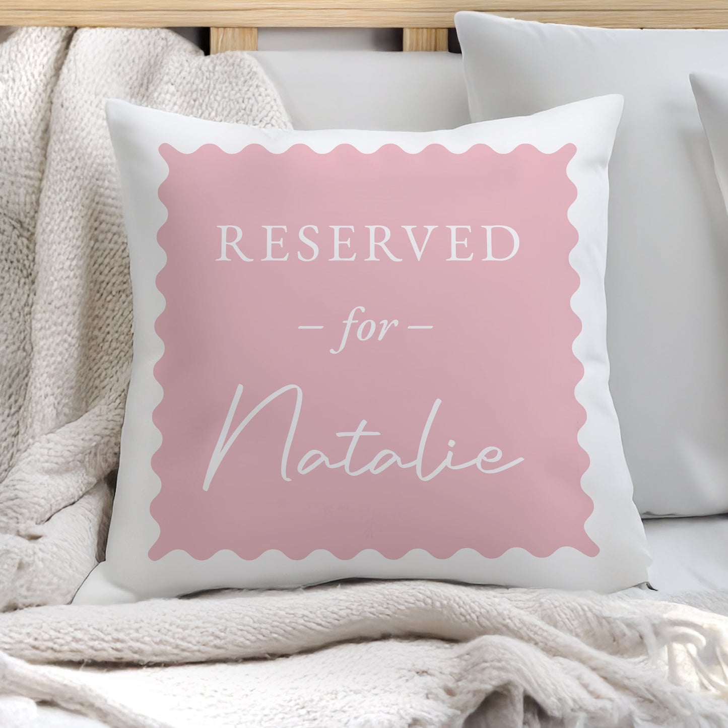 Personalised Pink Reserved For Cushion: 1 - Cushions By Gift Moments