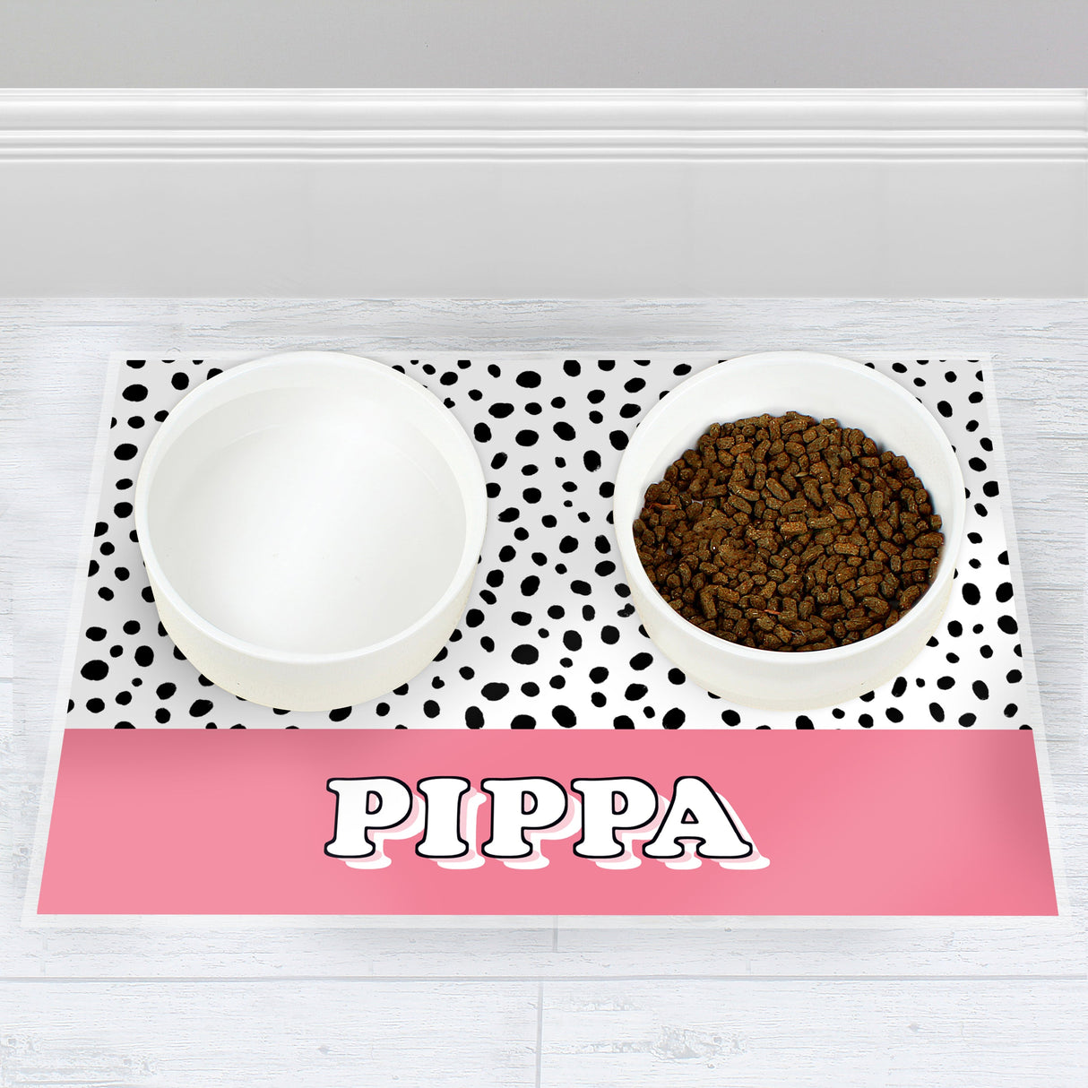 Personalised Pink Spots Dog Pet Bowl Mat: 1 - Pet Products By Gift Moments
