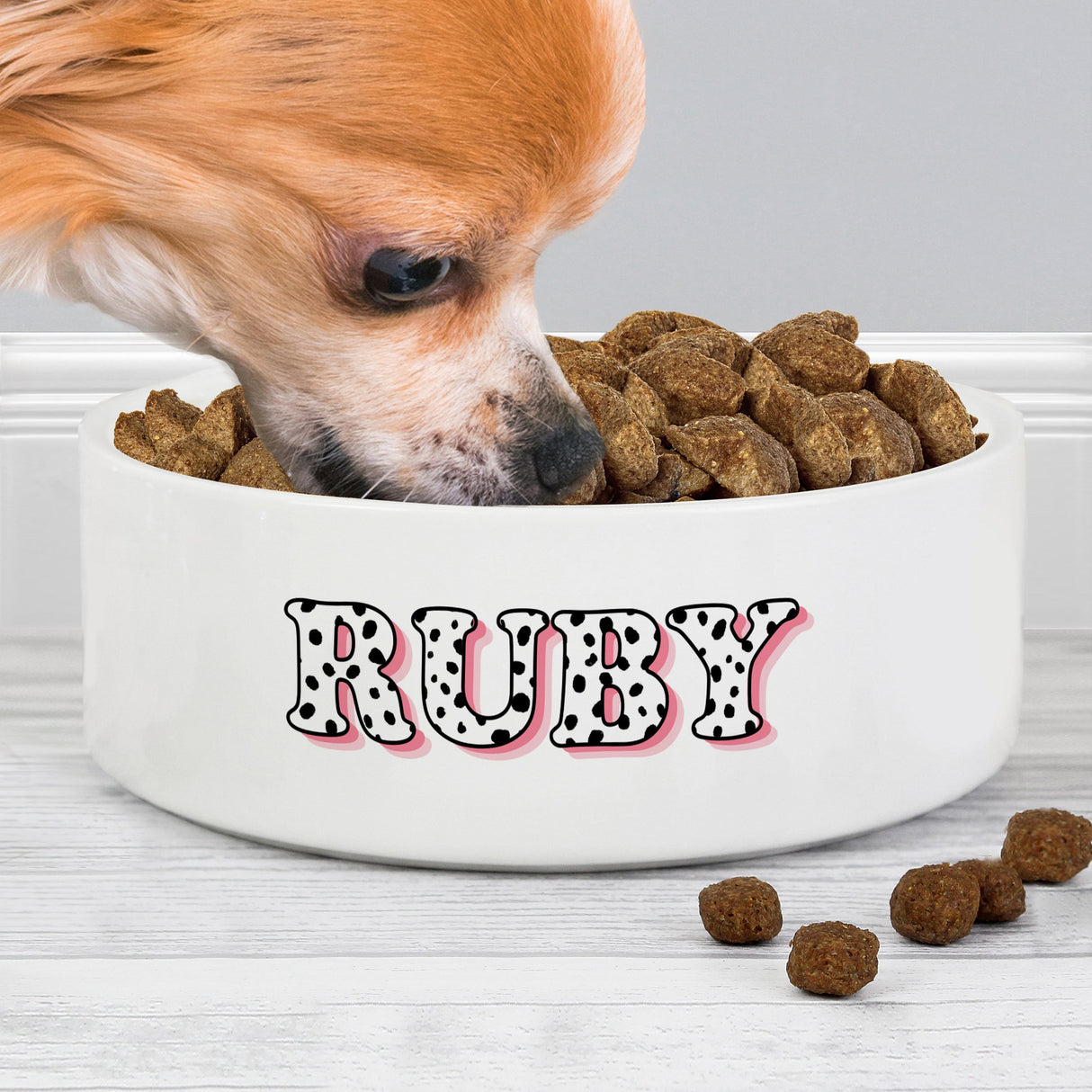 Personalised Pink Spots Name 14cm Medium Pet Bowl: 2 - Pet Products By Gift Moments