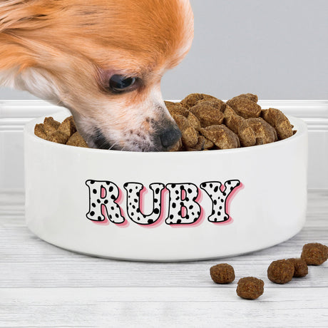 Personalised Pink Spots Name 14cm Medium Pet Bowl: 2 - Pet Products By Gift Moments