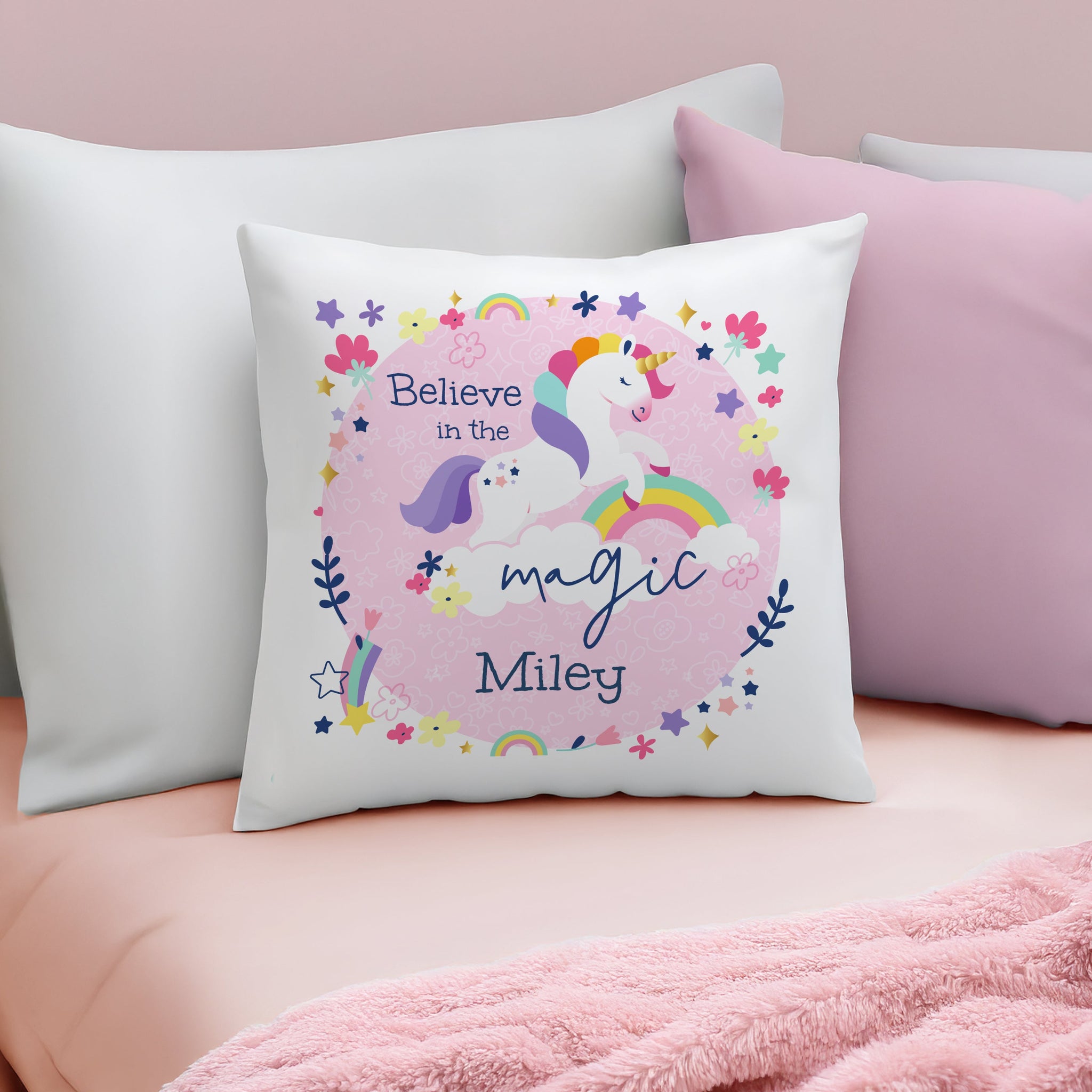 Personalised Pink Unicorn Cushion: 1 - Cushions By Gift Moments