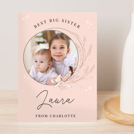 Personalised Pink Wreath Photo Upload Greeting Card: 2 - Greeting Cards By Gift Moments