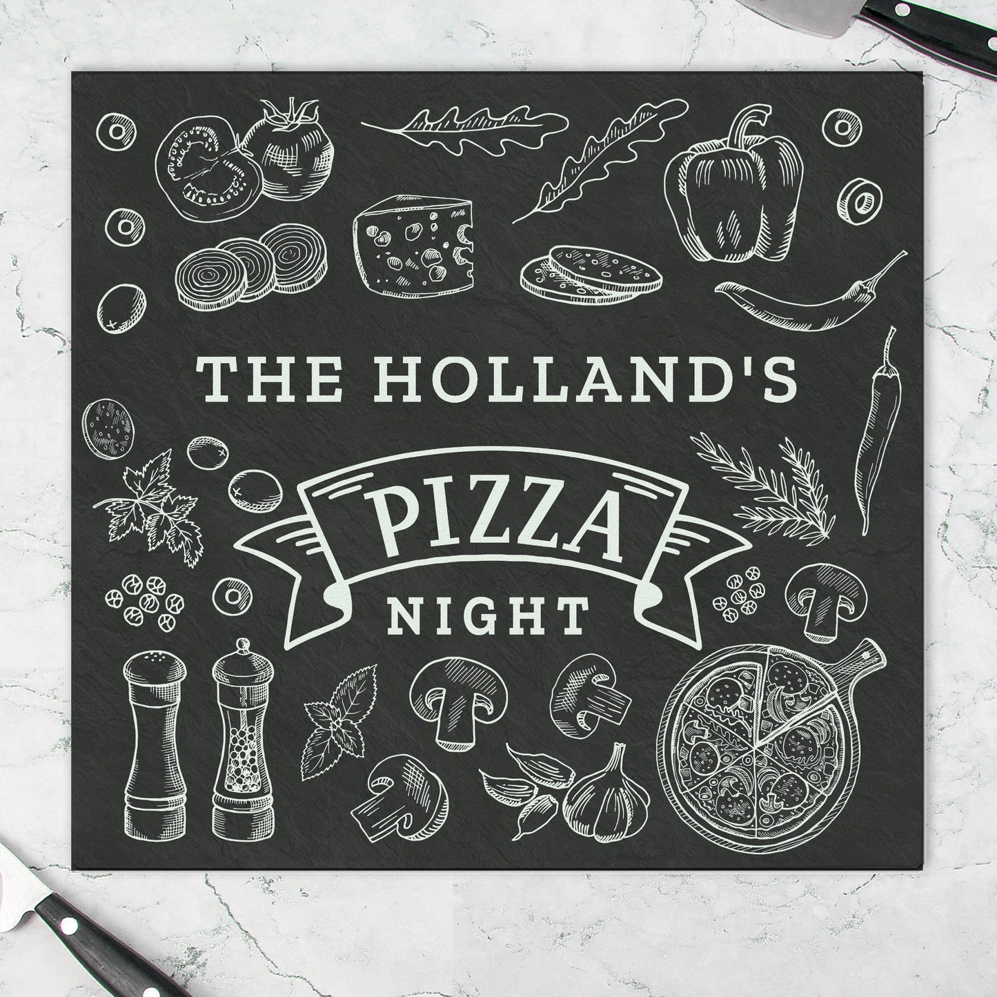 Personalised Pizza Glass Chopping Board/Worktop Saver: 2 - Chopping Boards By Gift Moments