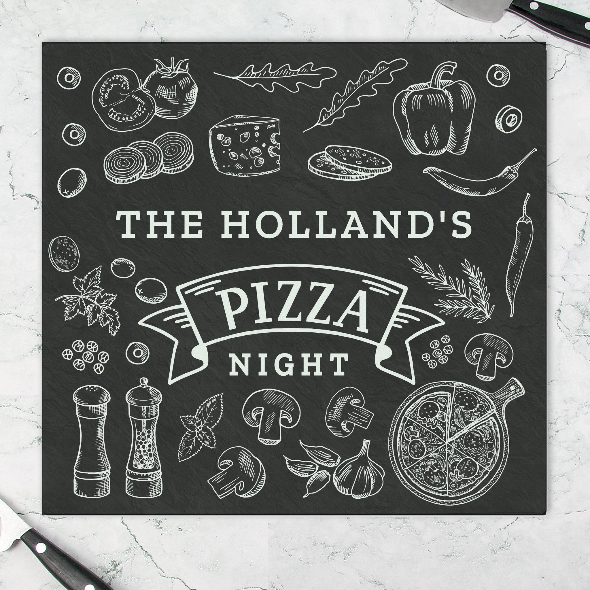 Personalised Pizza Glass Chopping Board/Worktop Saver: 2 - Chopping Boards By Gift Moments