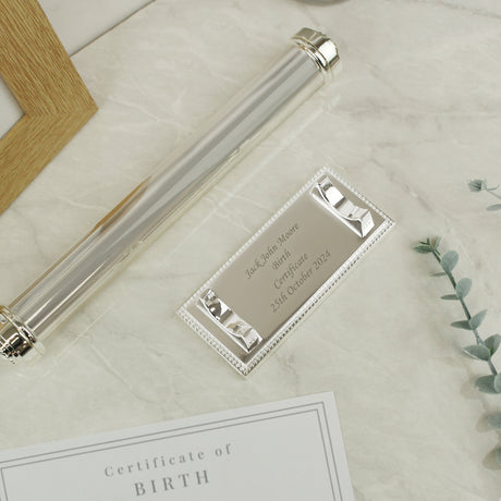 Personalised Plain Silver Plated Certificate Holder: 8 - Certificate Holders By Gift Moments
