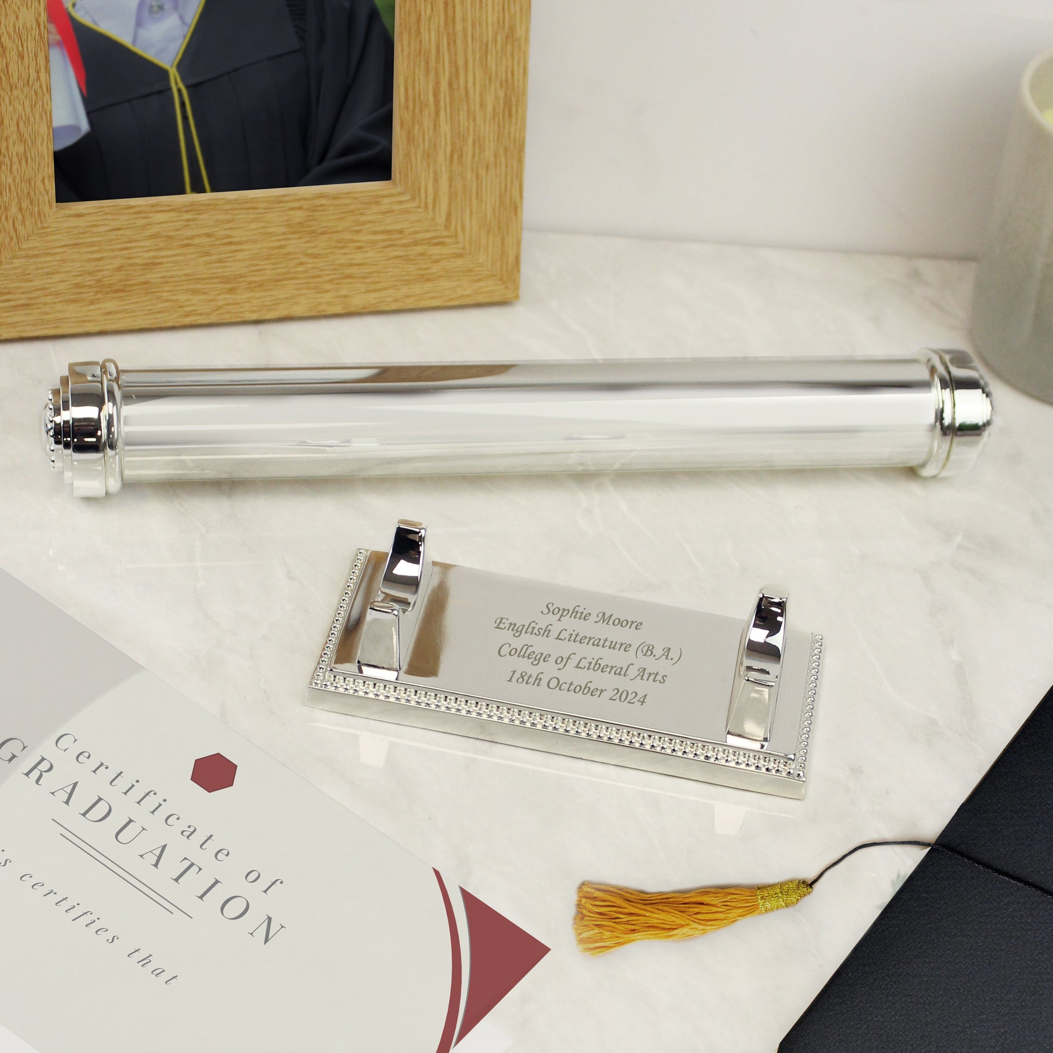 Personalised Plain Silver Plated Certificate Holder: 4 - Certificate Holders By Gift Moments
