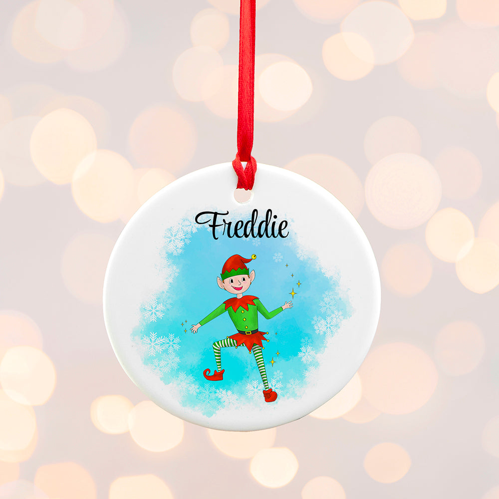 Personalised Playful Boy Elf Christmas Ornament: 3 - Christmas Decorations By Gift Moments