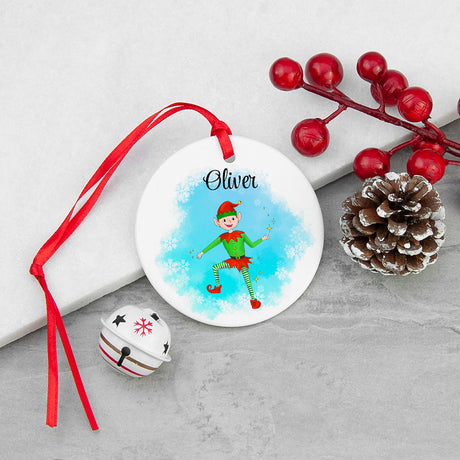 Personalised Boy Elf Christmas Ornament: 1 - Christmas Decorations By Gift Moments