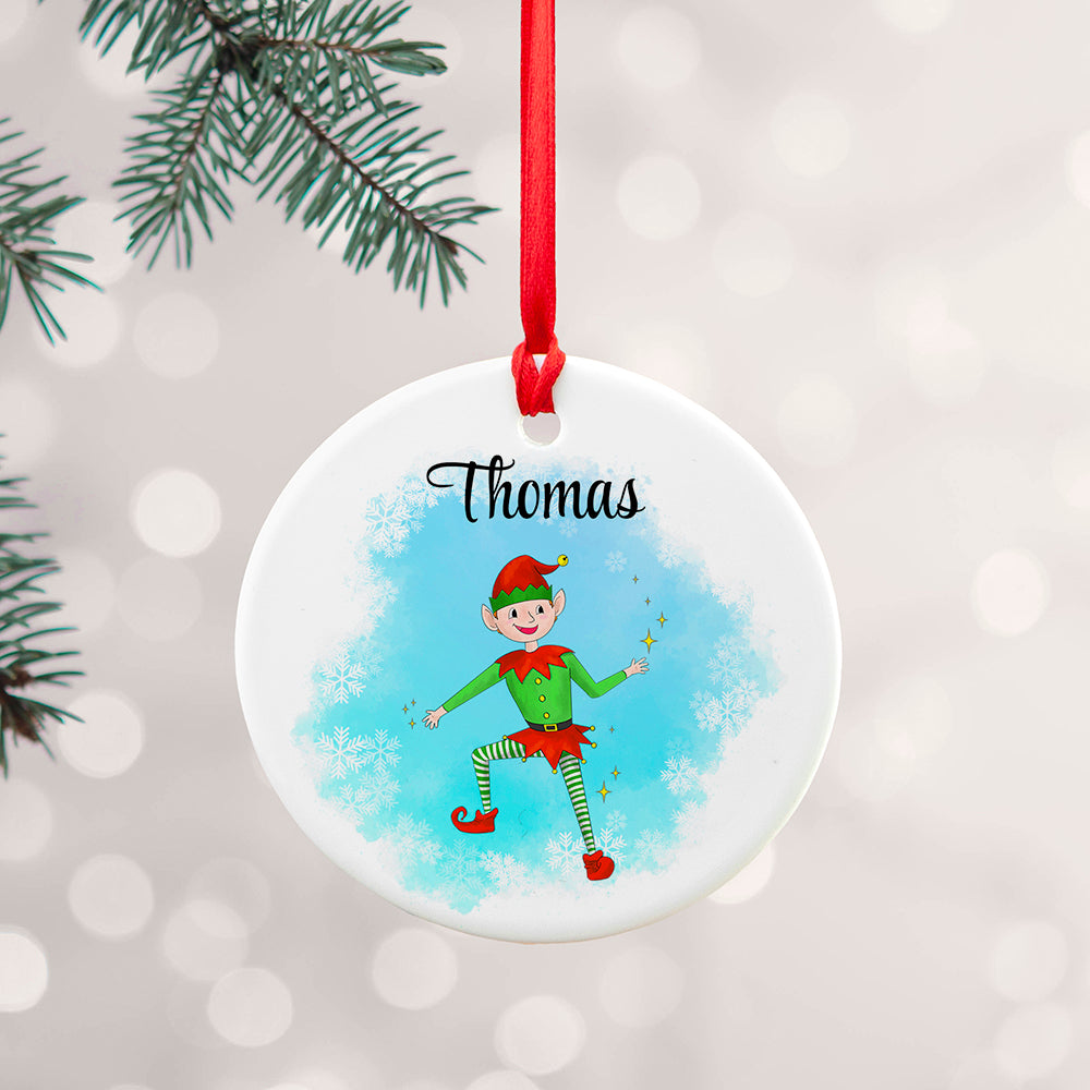 Personalised Playful Boy Elf Christmas Ornament: 2 - Christmas Decorations By Gift Moments
