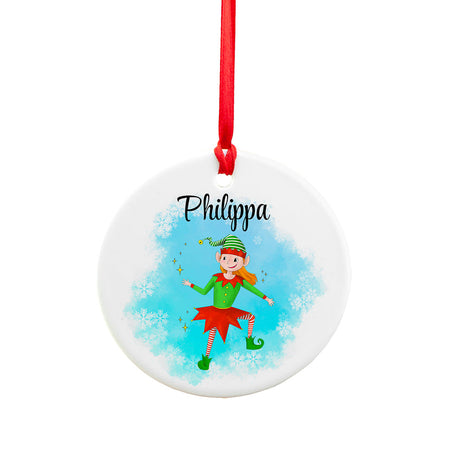 Personalised Girl Elf Christmas Ornament: 4 - Christmas Decorations By Gift Moments