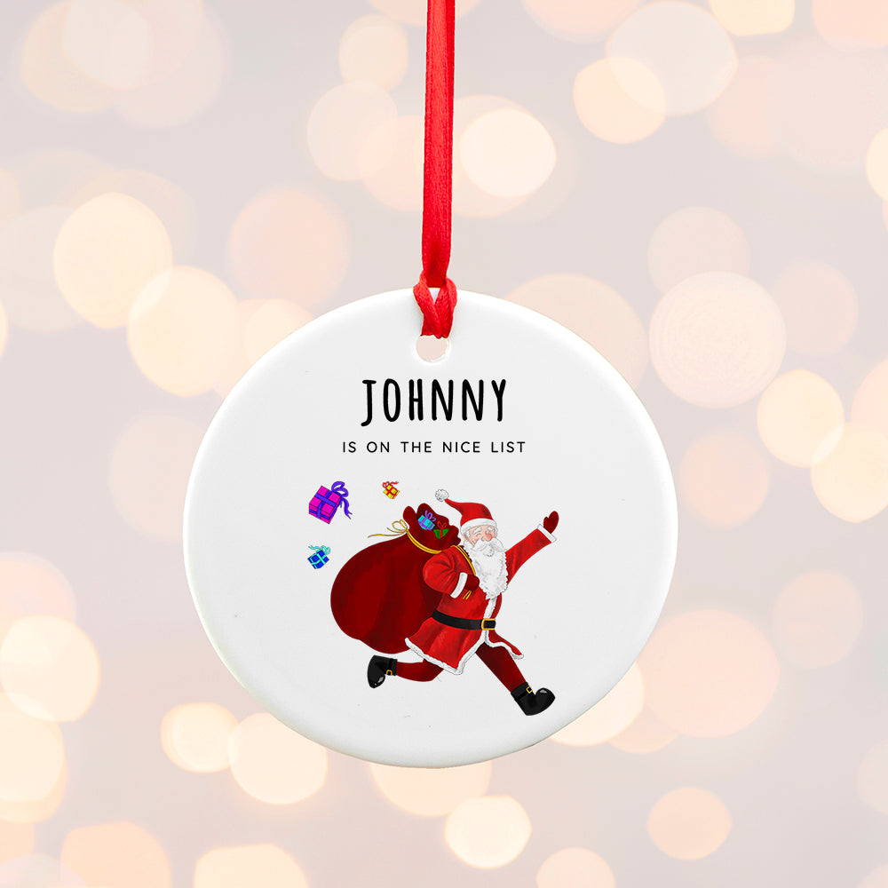 Personalised Playful Santa Christmas Ornament: 3 - Christmas Decorations By Gift Moments