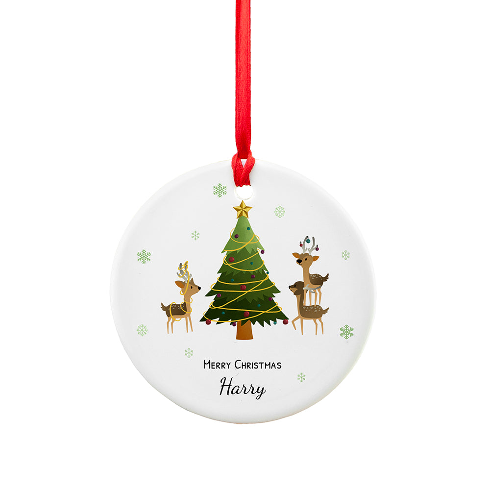 Personalised Playing Reindeers Christmas Ornament: 4 - Christmas Decorations By Gift Moments