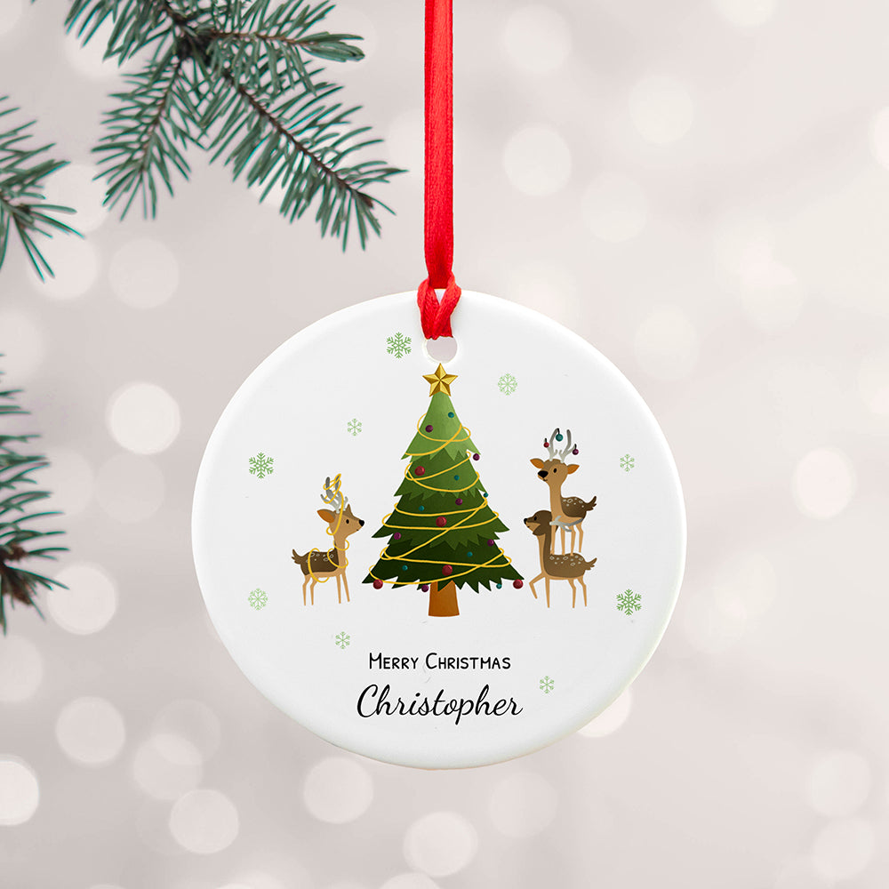 Personalised Playing Reindeers Christmas Ornament: 2 - Christmas Decorations By Gift Moments