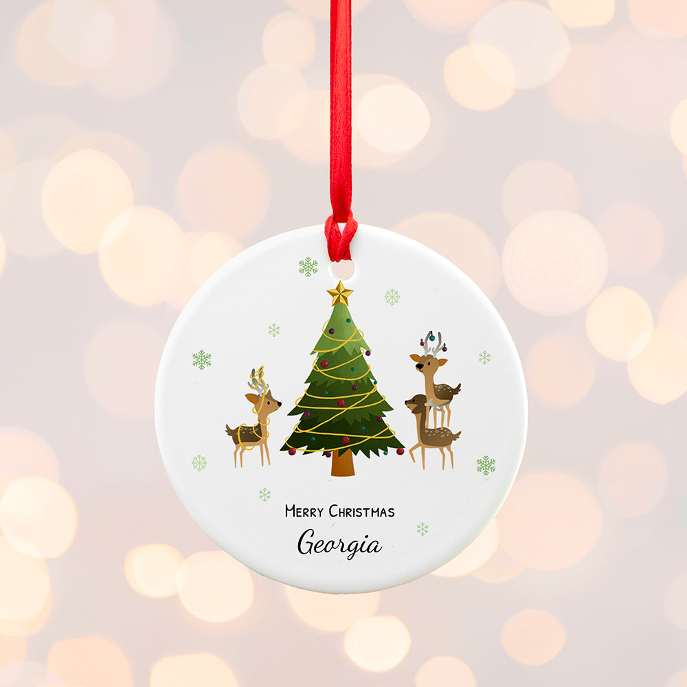 Personalised Playing Reindeers Christmas Ornament: 3 - Christmas Decorations By Gift Moments