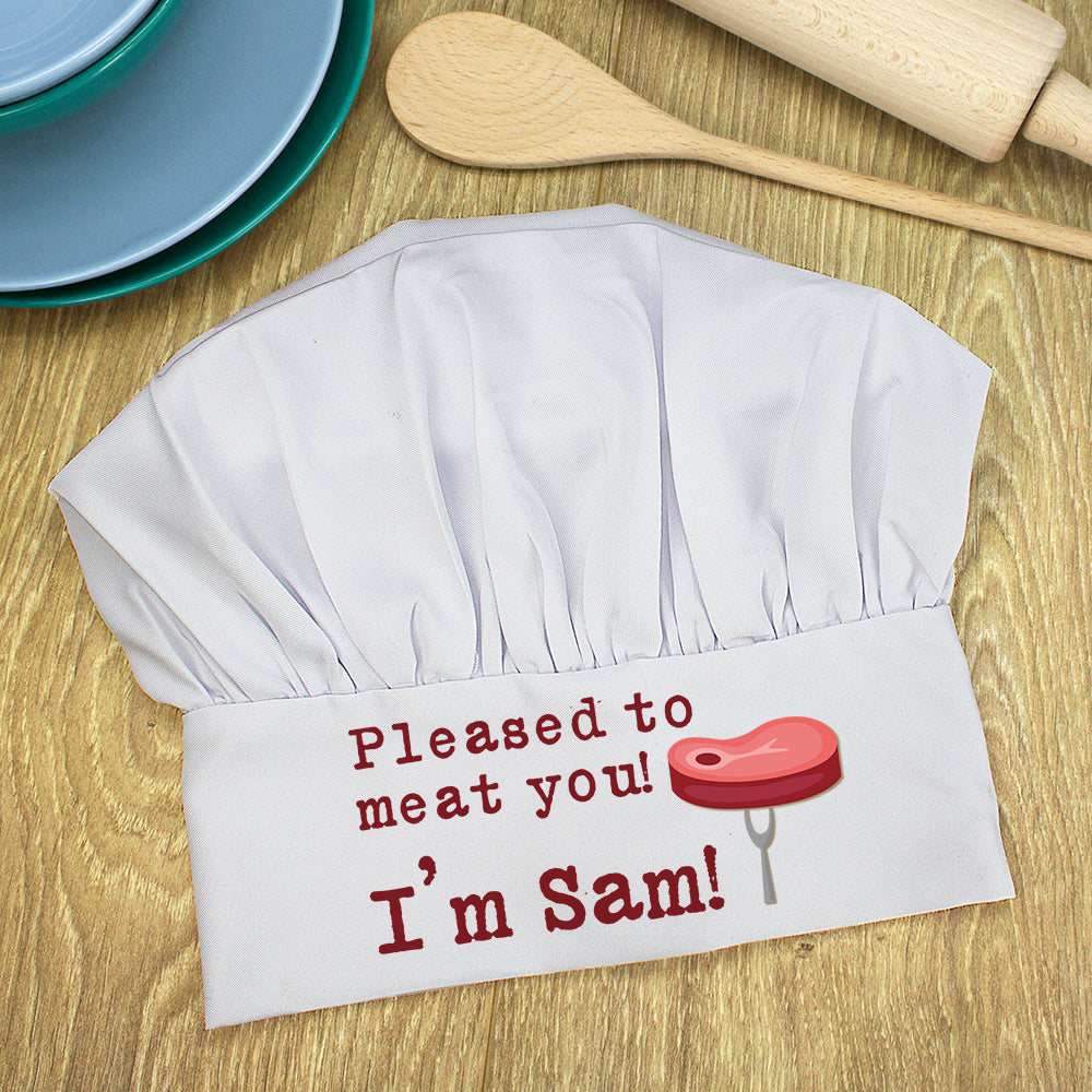 Personalised Pleased To Meat You Chef Hat - Shop Chef Hats At Gift Moments - 2
