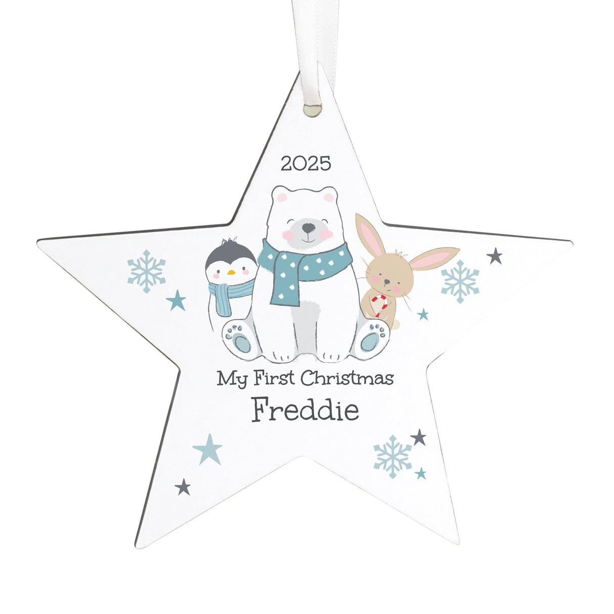 Personalised Polar Bear Christmas Star Ornament - Shop Christmas Decorations At Gift Moments - 4