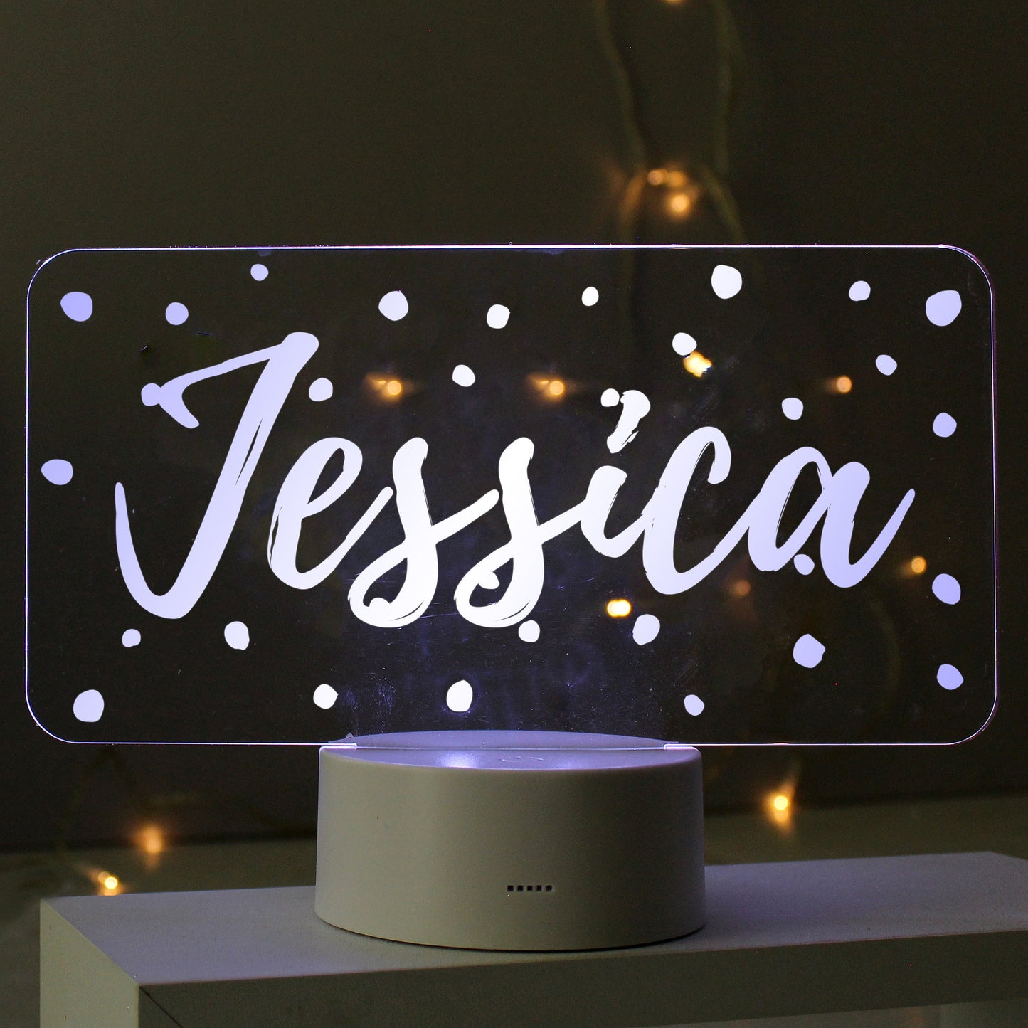 Personalised Polka-dot Name only LED Colour Changing Night Light: 4 - LED Lighting By Gift Moments