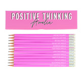Personalised Positive Thinking Box and 12 Pink HB Pencils: 2 - Pens & Pencils By Gift Moments