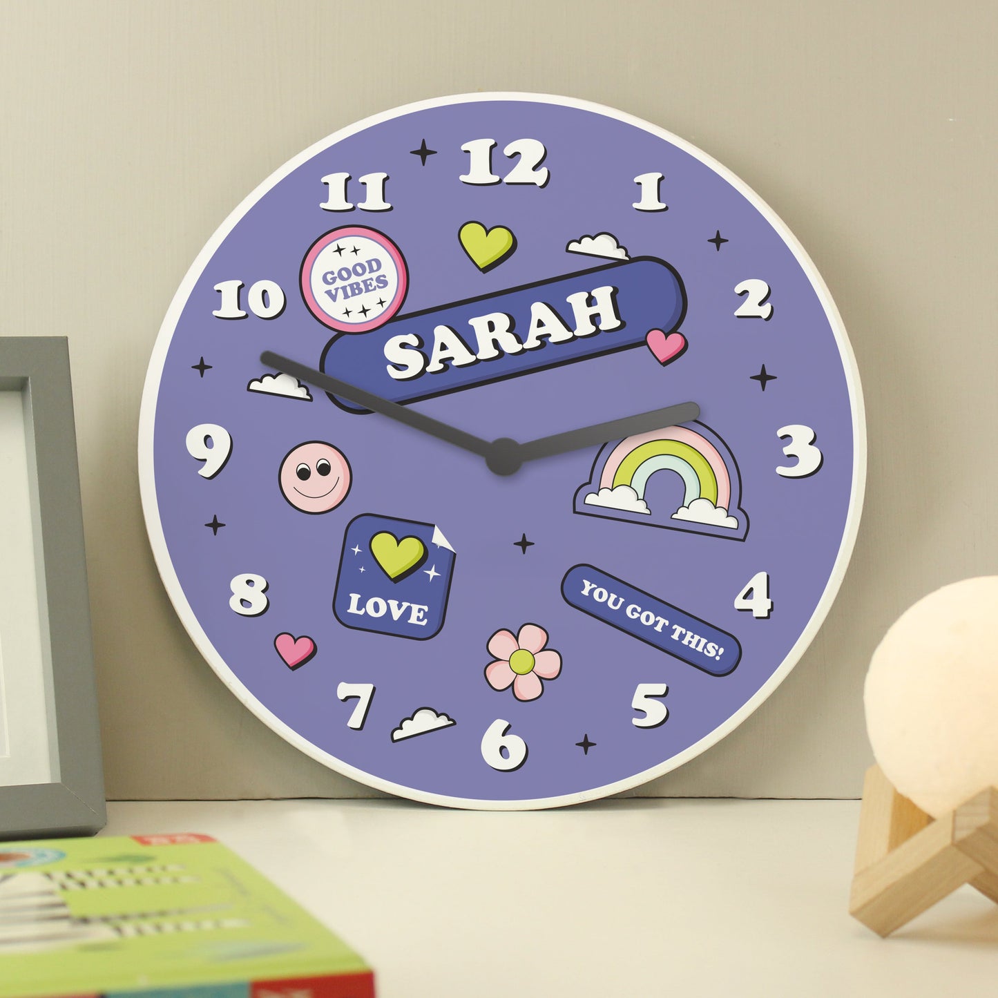 Personalised Positive Vibes Children’s Wall Clock: 4 - Clocks By Gift Moments