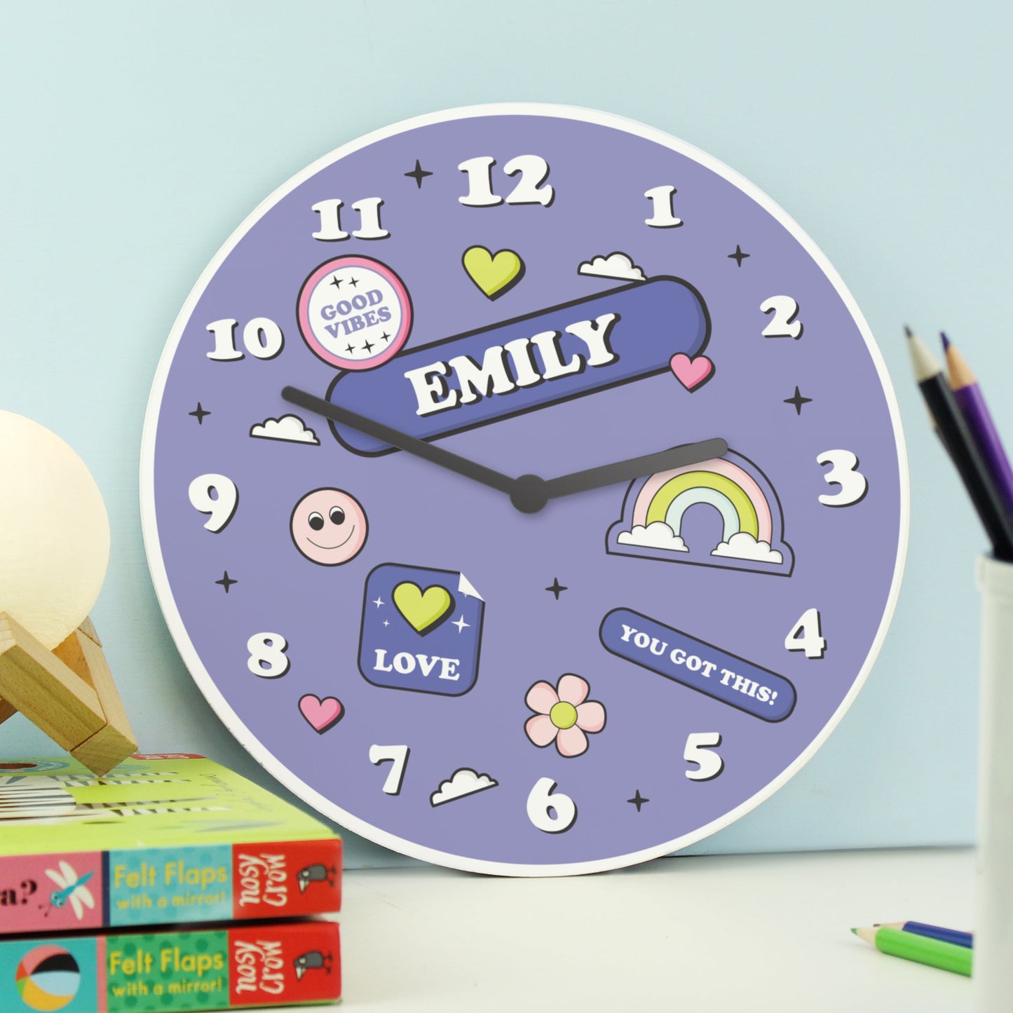 Personalised Positive Vibes Children’s Wall Clock: 3 - Clocks By Gift Moments