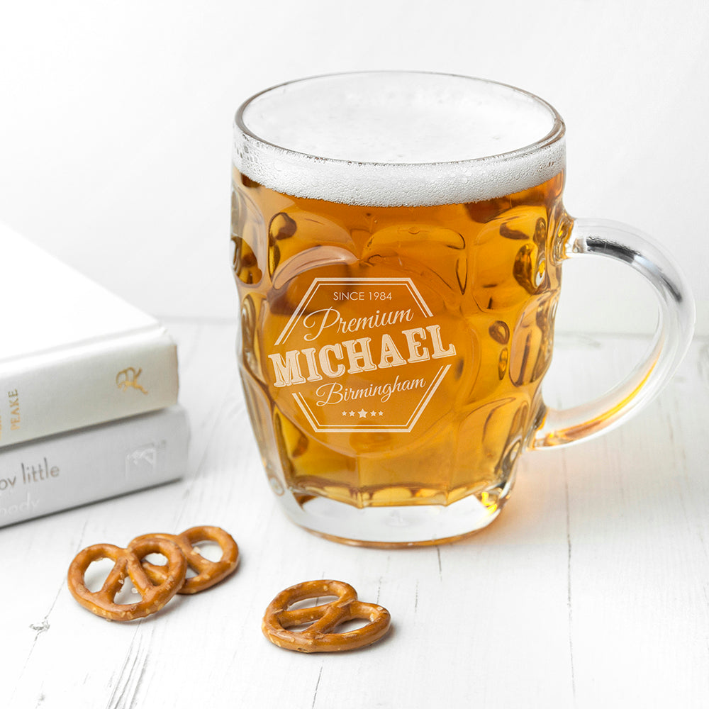 Personalised Premium Dimpled Beer Glass: 3 - Beer Glasses By Gift Moments